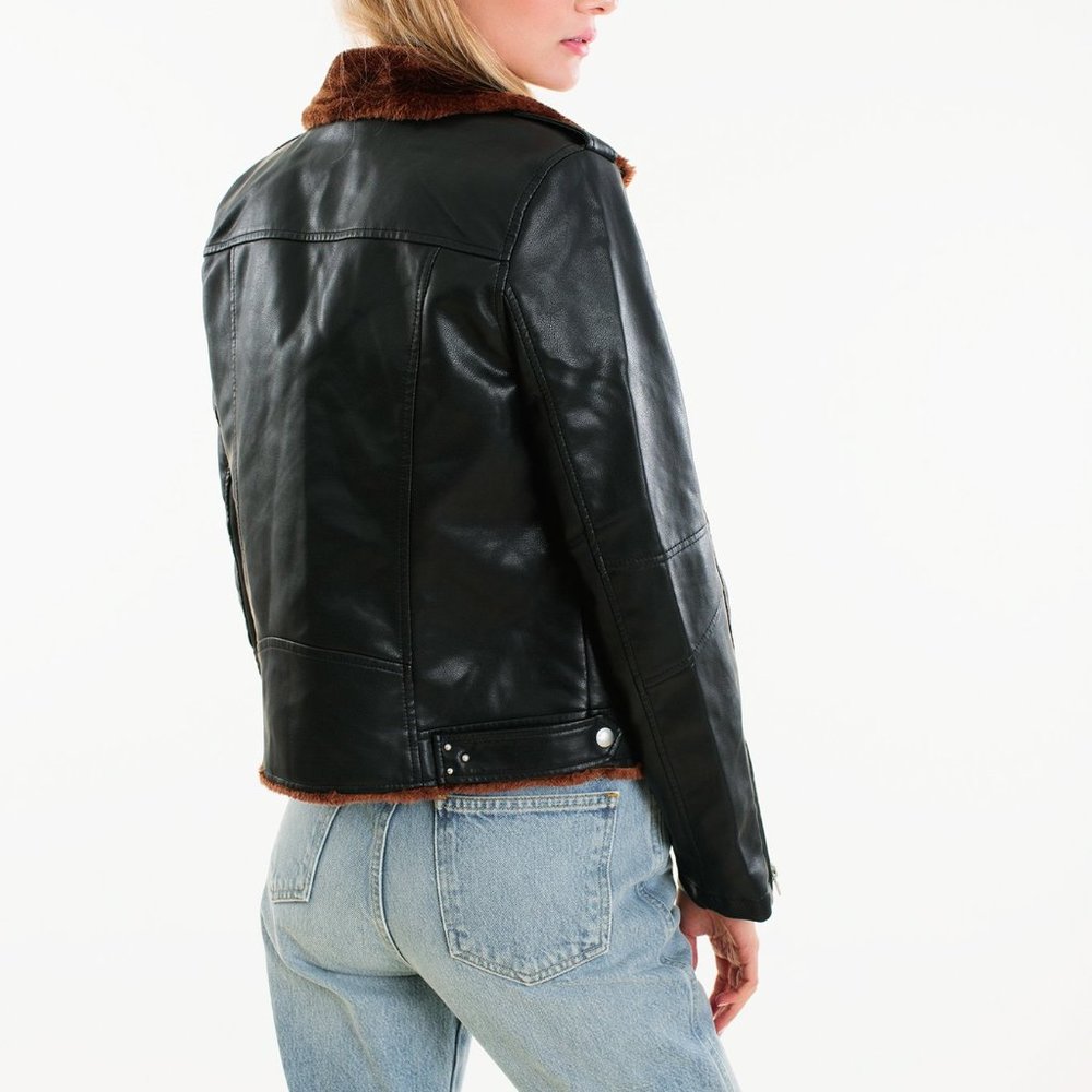 Blank Nyc Dreamers Fur & Faux Leather Moto Jacket - Picture 14 of 16